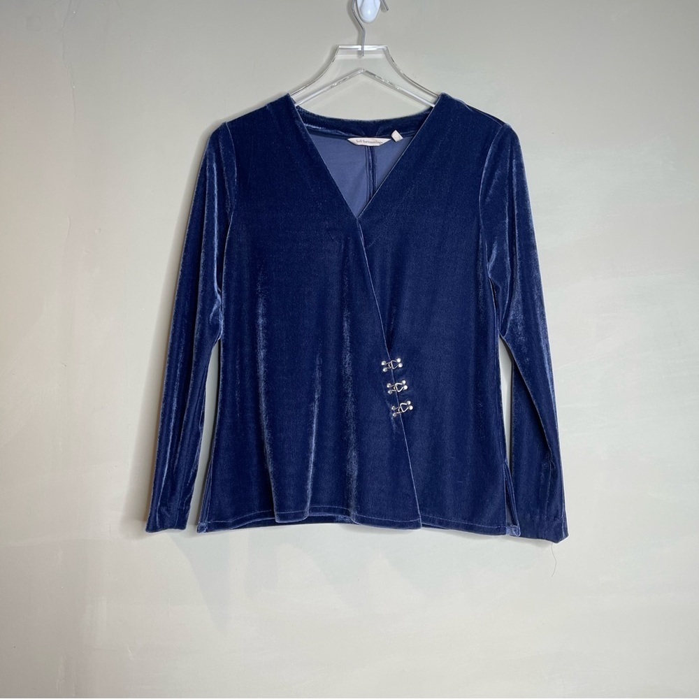 Soft Surroundings Blue Velvet V-Neck Top size s - Picture 3 of 8